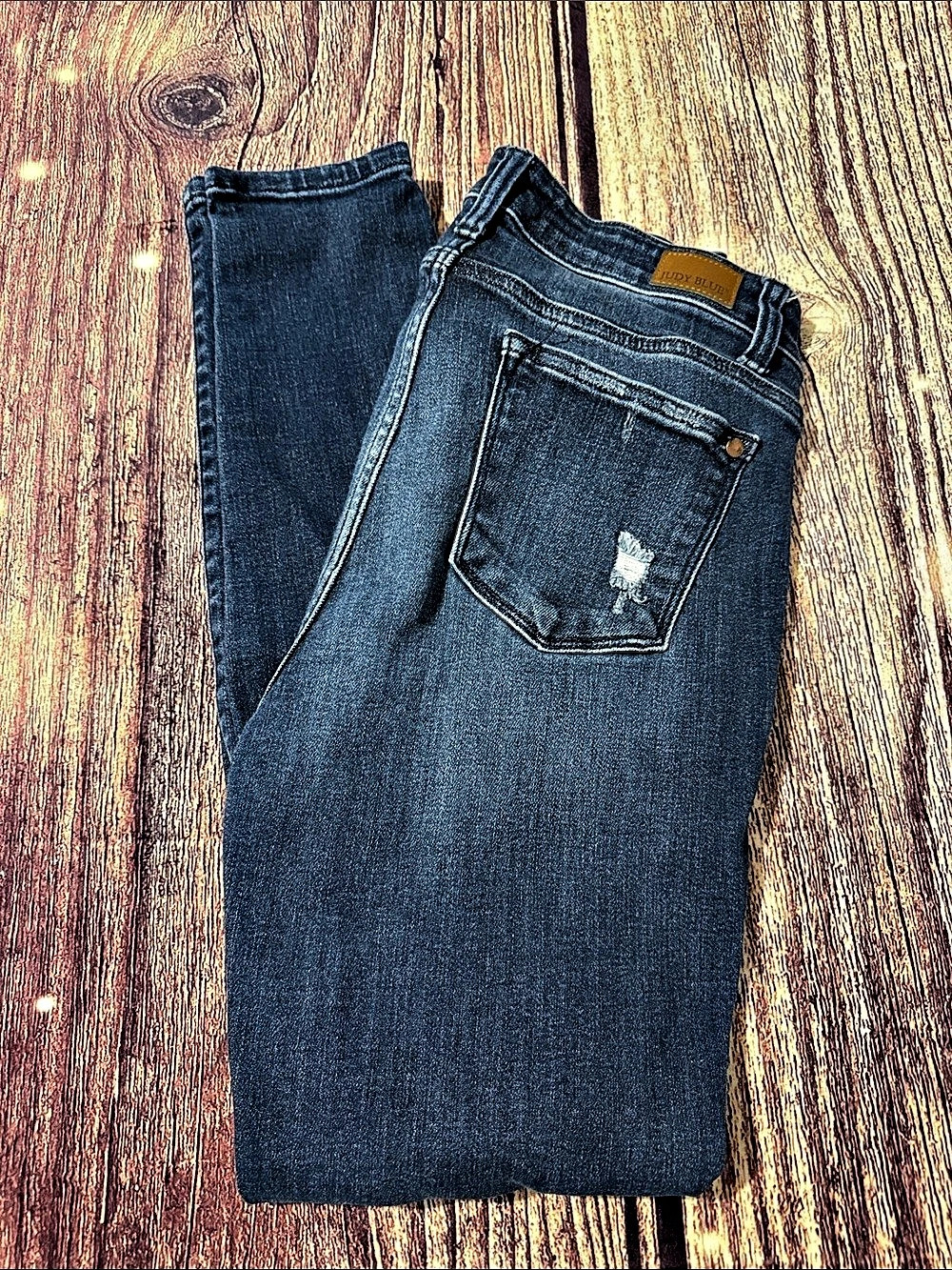 Judy Blue Dark Wash Distressed Skinny Jeans Distressed Skinny Jeans in Blue